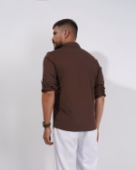 Men’s Imported Dark Brown Formal Shirt – Slim Fit Cotton Blend
