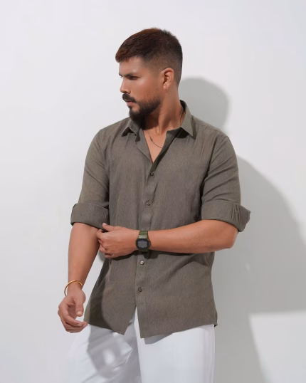 Men wearing imported slim fit formal shirt by Megamart