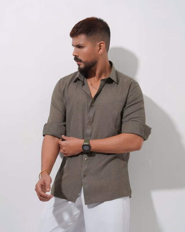 Men wearing imported slim fit formal shirt by Megamart