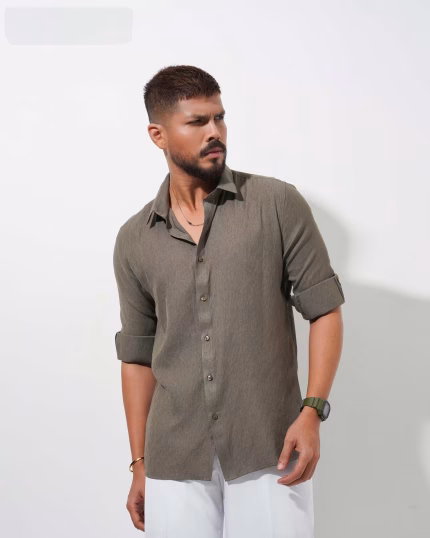 Men wearing imported slim fit formal shirt by Megamart