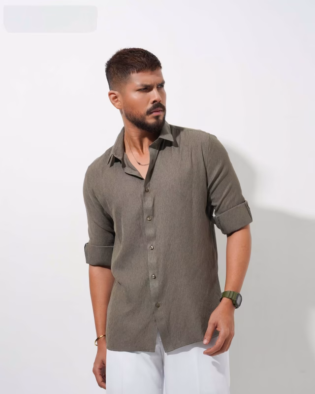 Men wearing imported slim fit formal shirt by Megamart