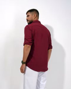 Men wearing maroon imported slim fit formal shirt by Megamart