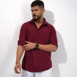 Men wearing maroon imported slim fit formal shirt by Megamart