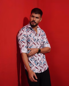 Men wearing multicolor printed slim fit casual cotton shirt by Megamart