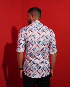 Men wearing multicolor printed slim fit casual cotton shirt by Megamart